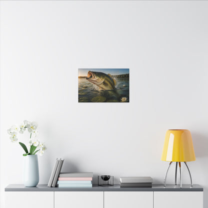 Lily Pad Explosion Largemouth Bass canvas in a home office