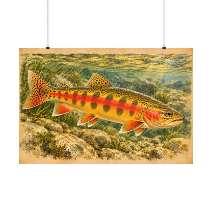Vintage Underwater Portrait Golden Trout poster wall art, view 3