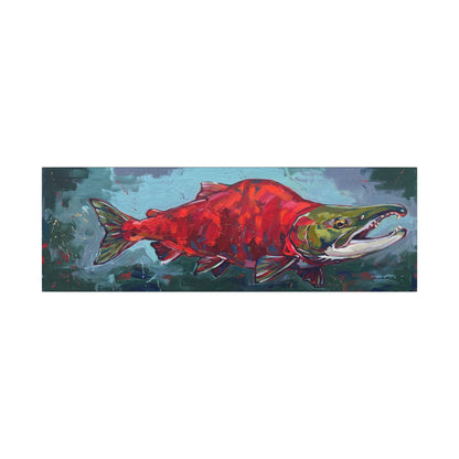 Legends Bold Spawning Sockeye Salmon Panorama long canvas wall art