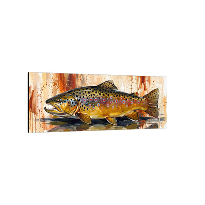 Legends Bold Autumn Brown Trout long canvas wall art, view 4