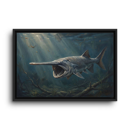 Paddlefish Filter Feed framed canvas wall art, view 2