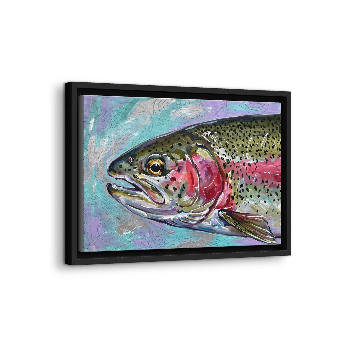 Legends Bold Close-Up River Rainbow Trout framed canvas wall art, view 4