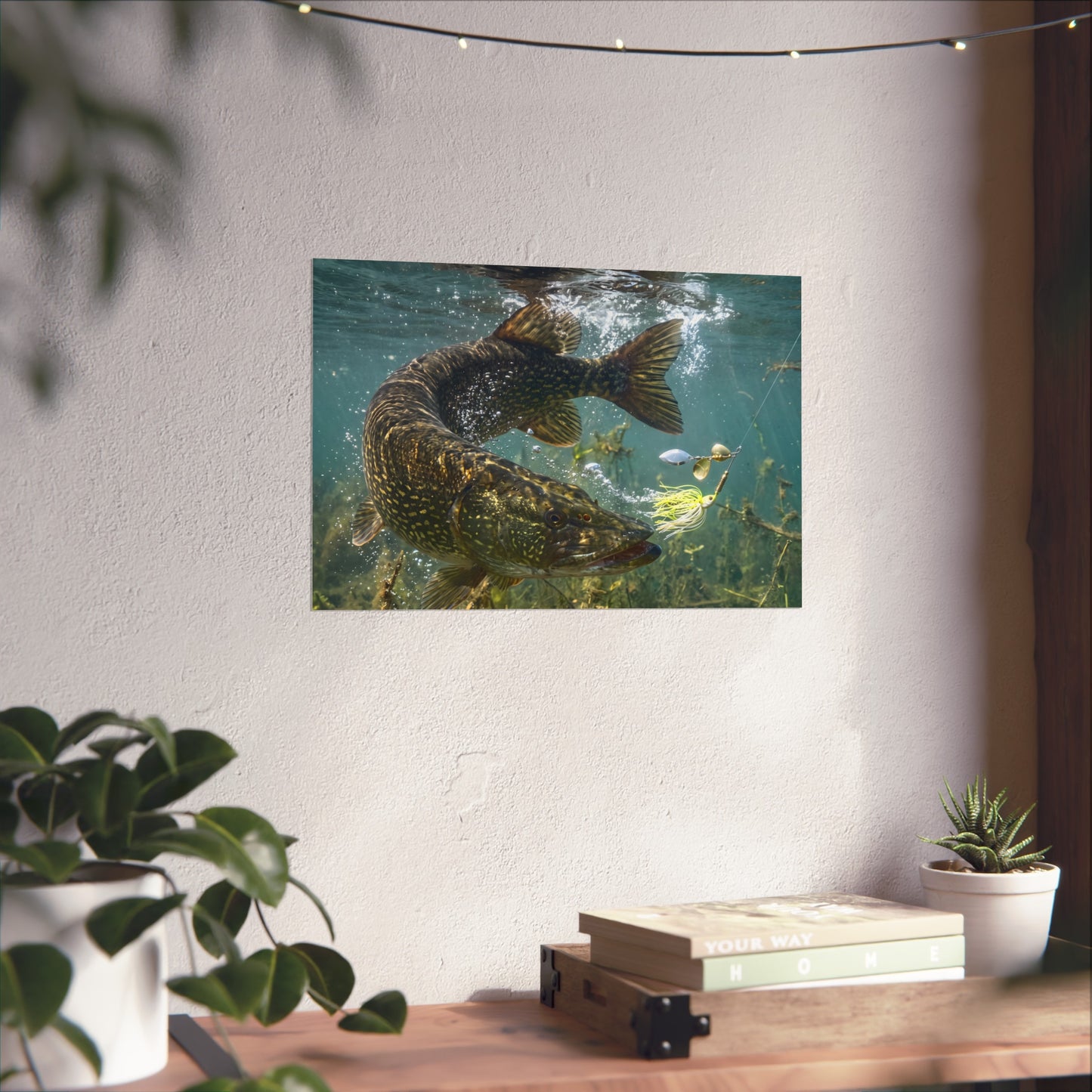 Northern Pike Turning Strike Fine Art Print — Museum-Quality Giclée for Anglers