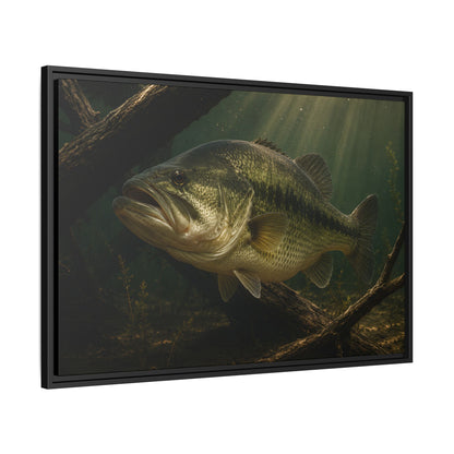 Timber Ambush Largemouth Bass framed canvas side angle