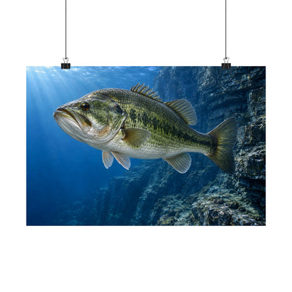 Cobalt Cliff Patrol Largemouth Bass poster wall art, 24x16 size view