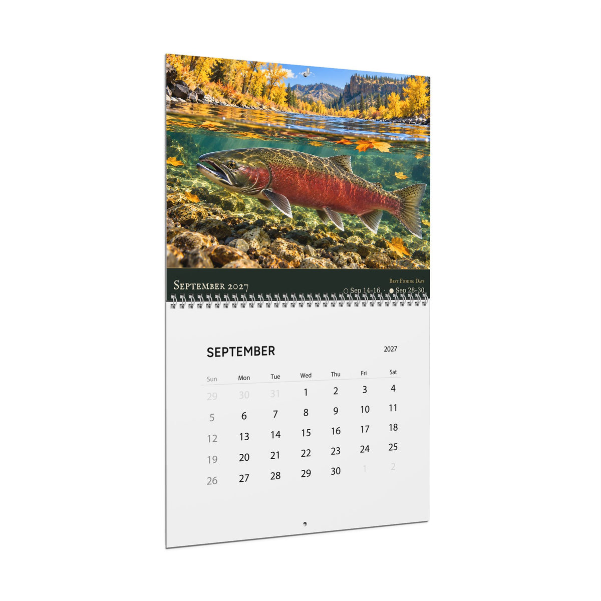 2027 FreshWater Legends Wall Calendar — Trophy Fish Art with Best Fishing Days