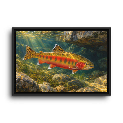 Granite Light Golden Trout framed canvas wall art, view 2