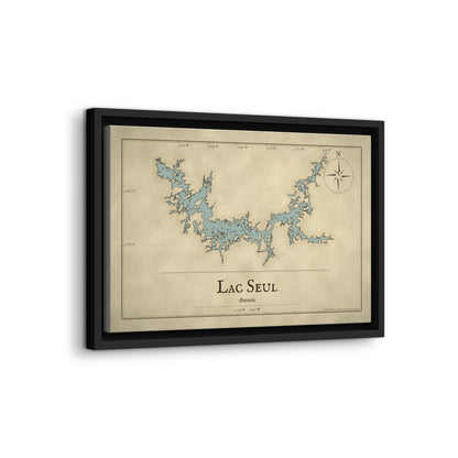 Lac Seul Vintage Map framed canvas wall art, view 4