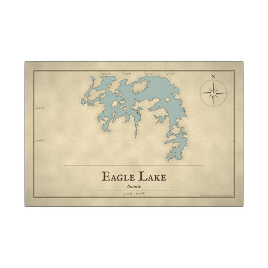 Eagle Lake Vintage Map canvas wall art