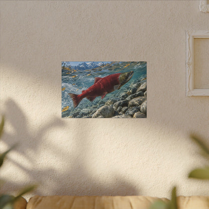 Crimson Ascent Sockeye Salmon canvas wall art, view 5