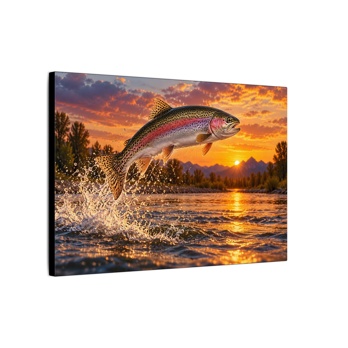 Sunset Leap Rainbow Trout canvas wall art – photo 4