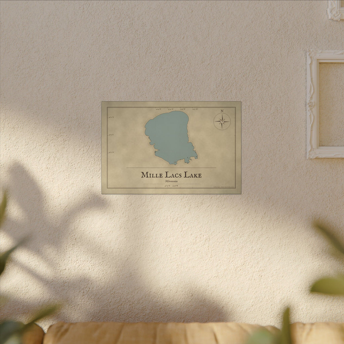 Mille Lacs Lake Vintage Map canvas wall art, view 5