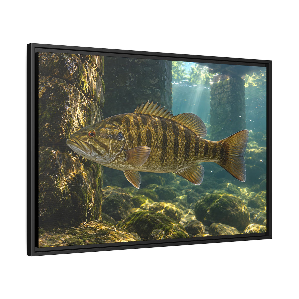 Bridge Pilings Smallmouth Framed Canvas wall art, view 4