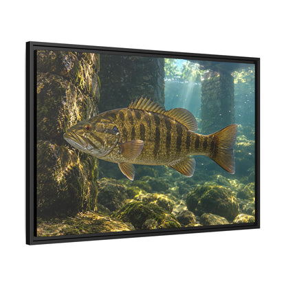 Bridge Pilings Smallmouth Framed Canvas wall art, view 4