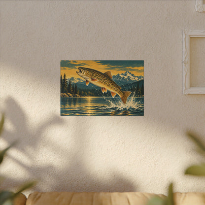 Mountain Lake Leap Tiger Trout canvas wall art, view 5
