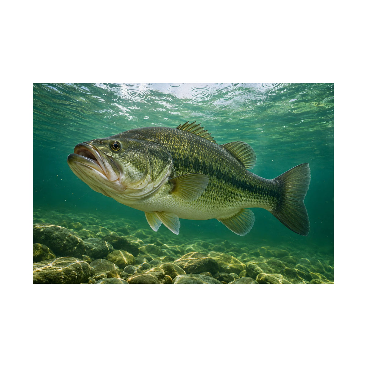Emerald Rainlight Largemouth Bass fishing poster close-up