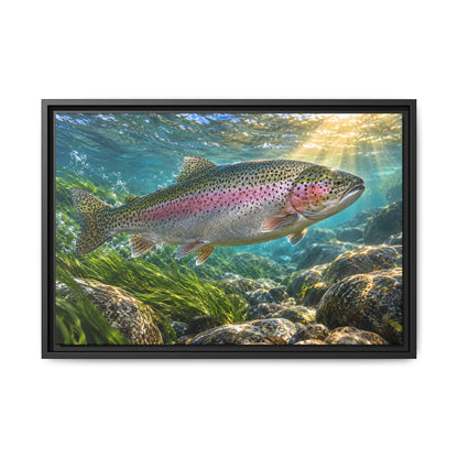 River of Gold Rainbow Trout framed canvas wall art, view 3