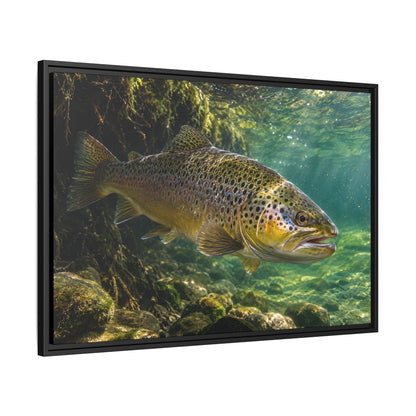 Granite Current Brown Trout framed canvas wall art, view 4