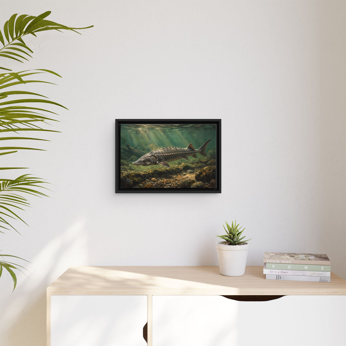 Lake Sturgeon Gravel Run framed canvas wall art, view 5