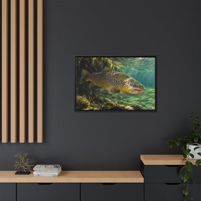 Granite Current Brown Trout framed canvas wall art, view 6