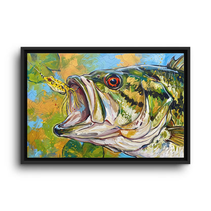 Legends Bold Close-Up Lily Pad Largemouth Bass framed canvas wall art, view 2