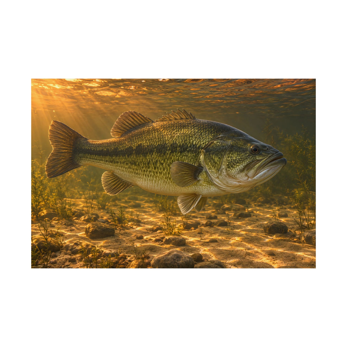 Copper Evening Flats Largemouth Bass fishing poster close-up