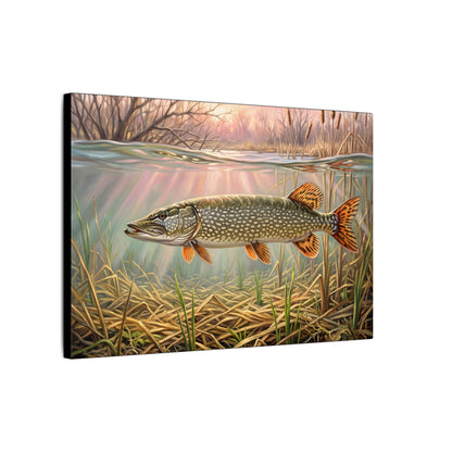 Flooded Marsh Northern Pike canvas, side angle