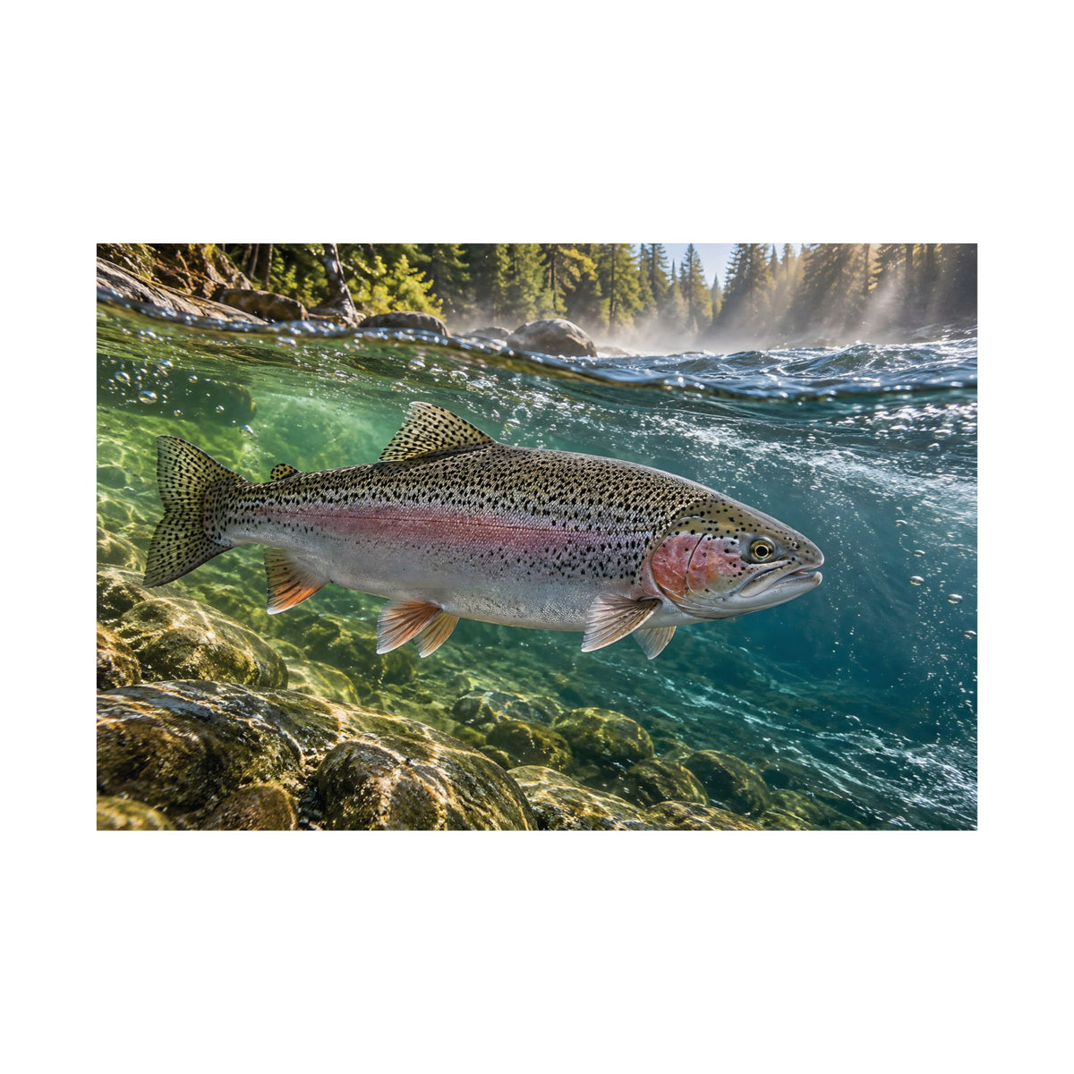 Emerald Current Rainbow Trout poster wall art, view 4