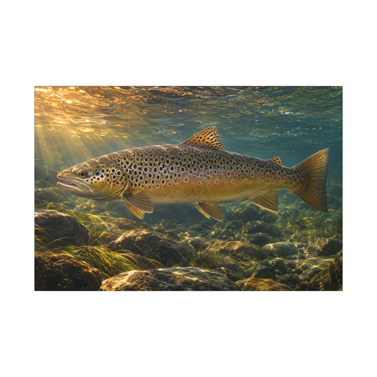 Autumn Run Brown Trout canvas wall art, view 3