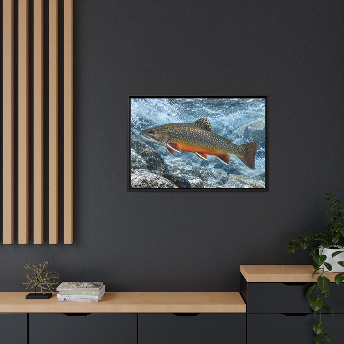 Snowmelt Run Brook Trout framed canvas wall art, view 6
