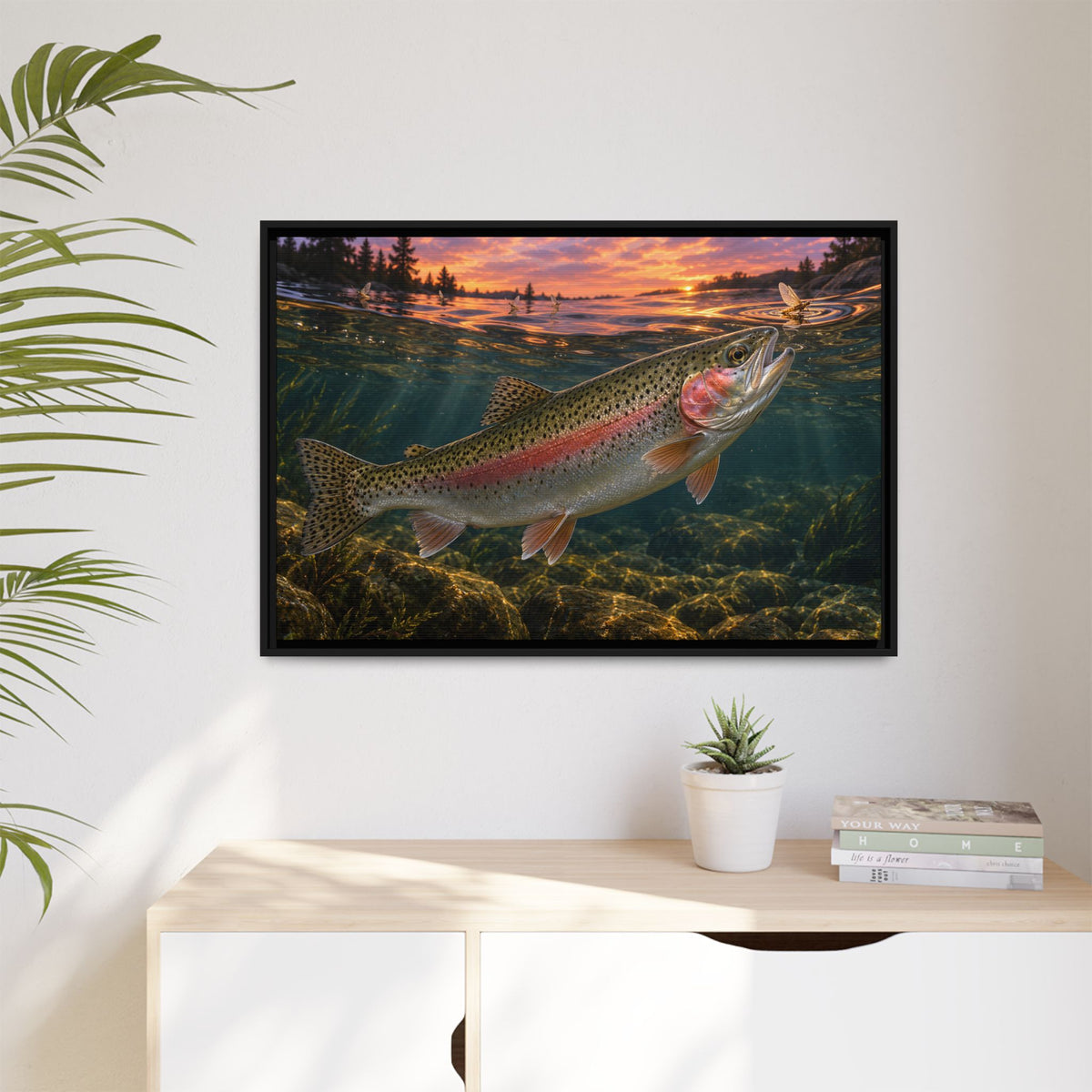 Dusk Rise Rainbow Trout framed canvas wall art – photo 5