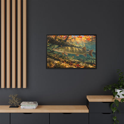 Autumn Timber Muskie Framed Canvas wall art, view 6