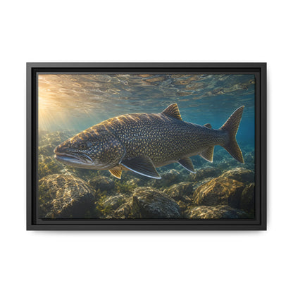 Shallow Reef at Sunrise Lake Trout framed canvas wall art, view 2