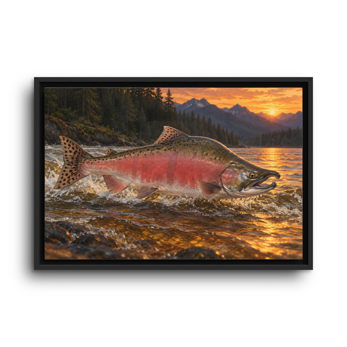 River Light Pink Salmon framed canvas wall art, view 2