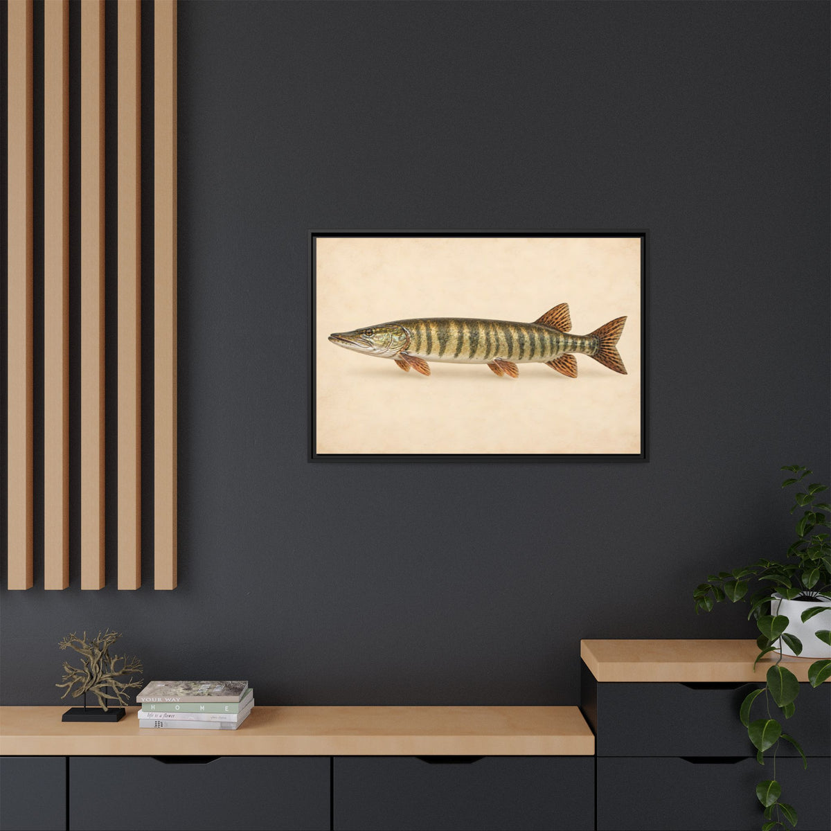Muskellunge Field Study Framed Canvas wall art, view 6