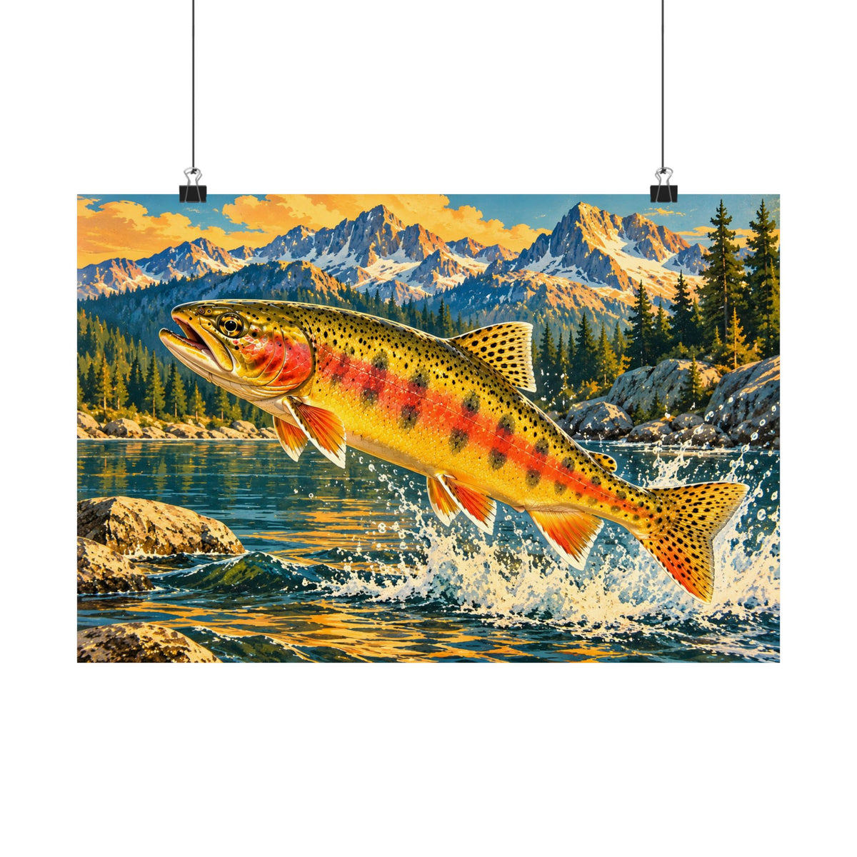 Leaping Through Alpine Waters Golden Trout poster wall art, view 2