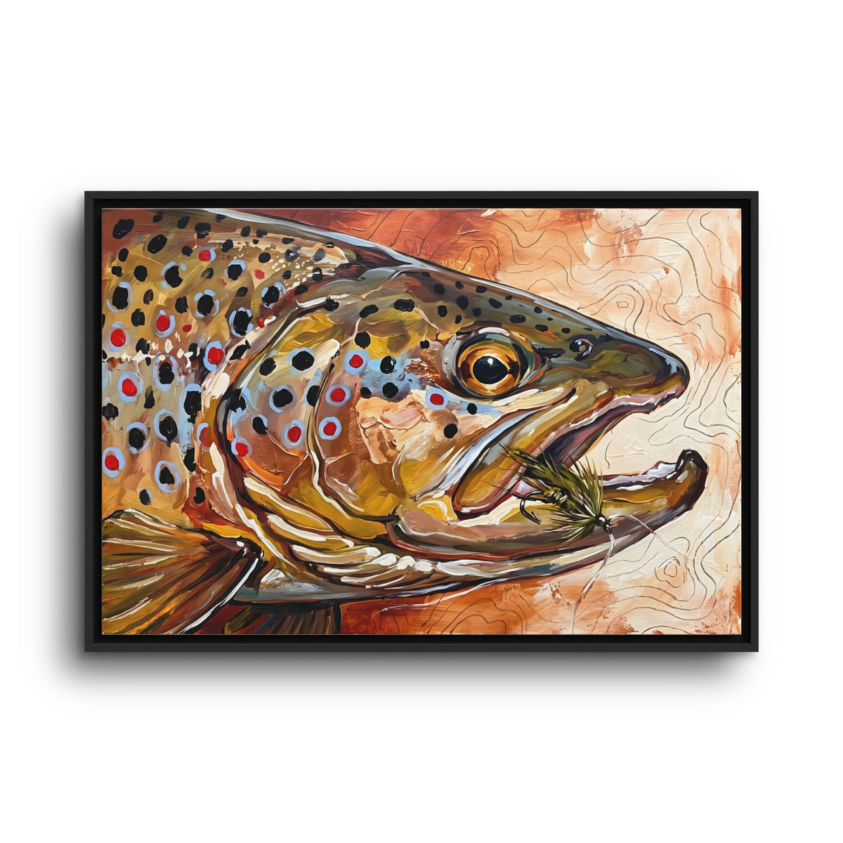 Legends Bold Close-Up Autumn Brown Trout framed canvas wall art, view 3
