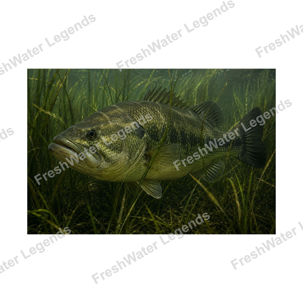 Largemouth Bass - Grass Bed Ambush digital art print