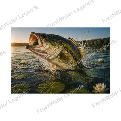 Largemouth Bass - Lily Pad Explosion digital art print