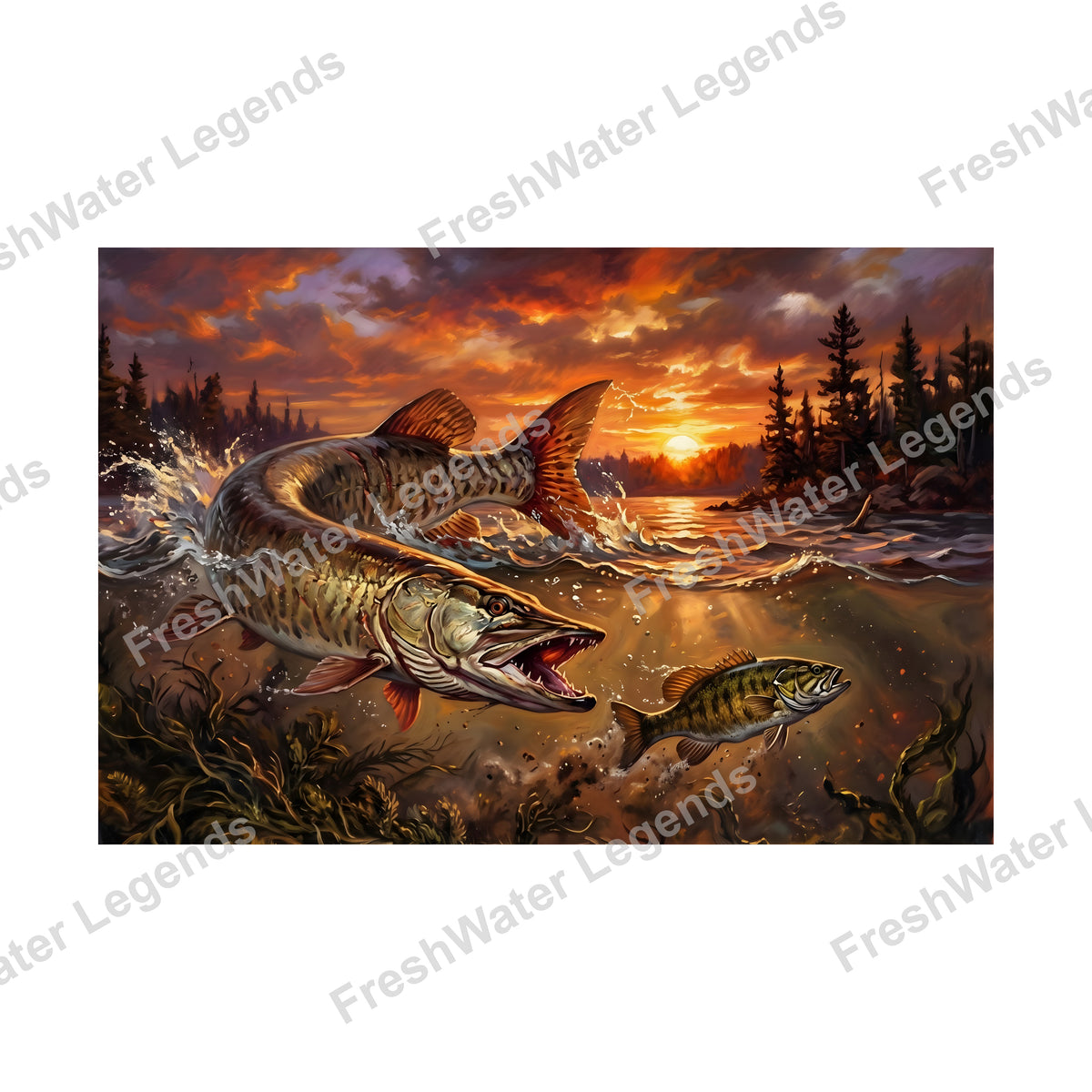 Muskie - Sunset Muskie digital art print