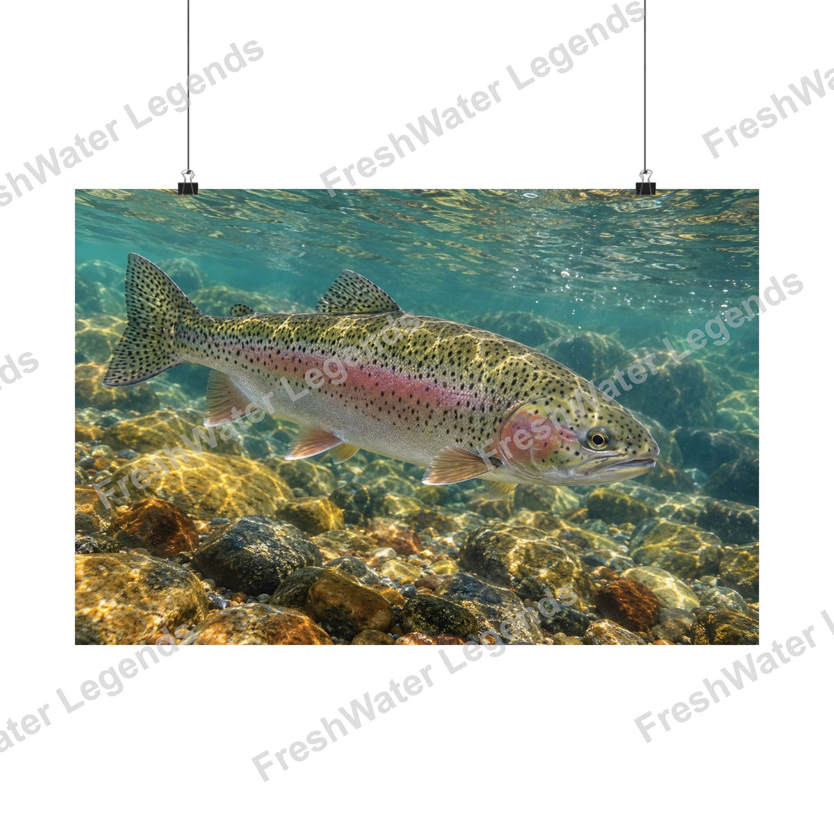 Rainbow Trout - Sunlit Gravel Run digital art print
