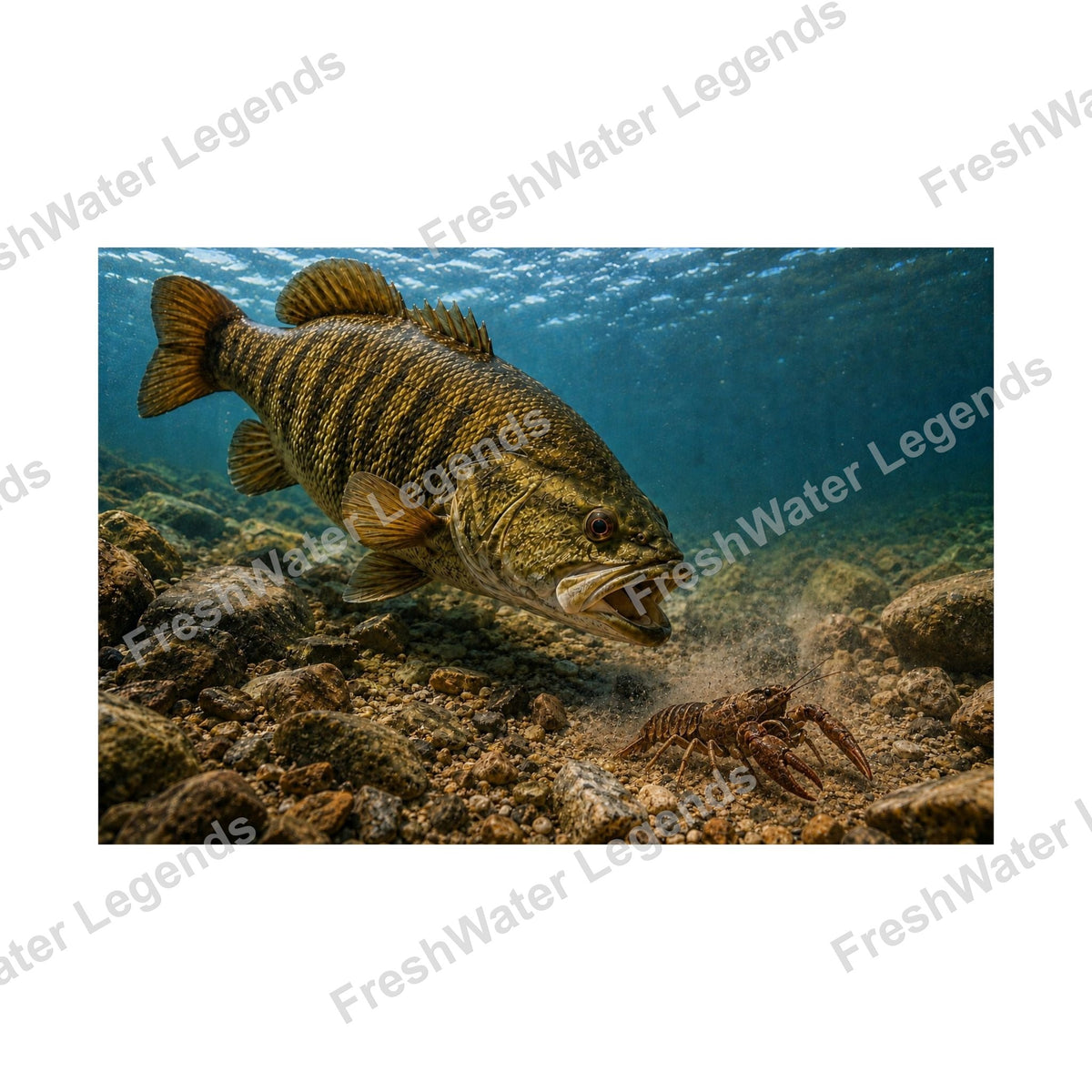 Smallmouth Bass - Crawfish Chase digital art print