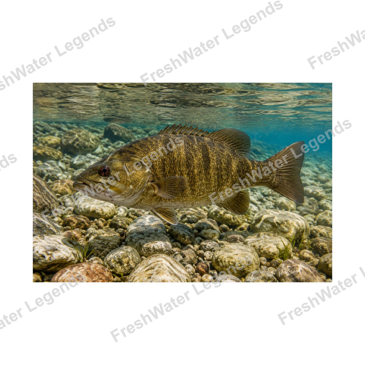 Smallmouth Bass - Rocky Riverbed digital art print