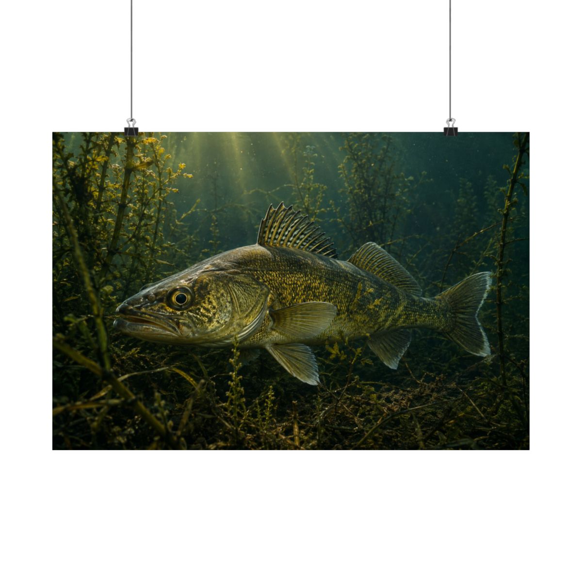 Walleye poster 24x16 hanging on wall