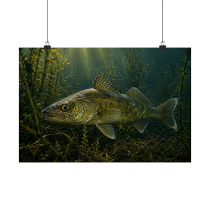 Walleye poster 18x12 hanging on wall