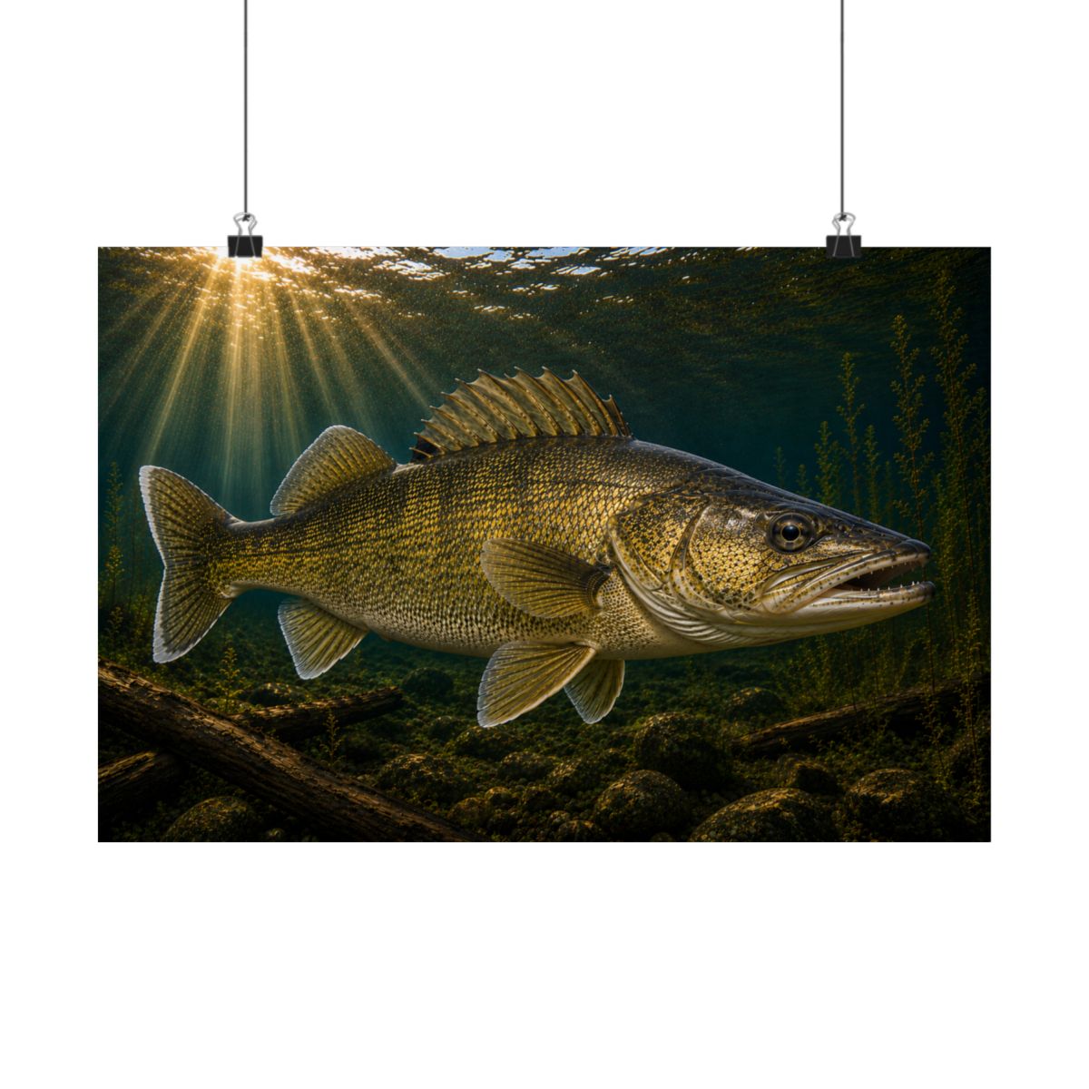 Walleye poster 18x12 hanging on wall