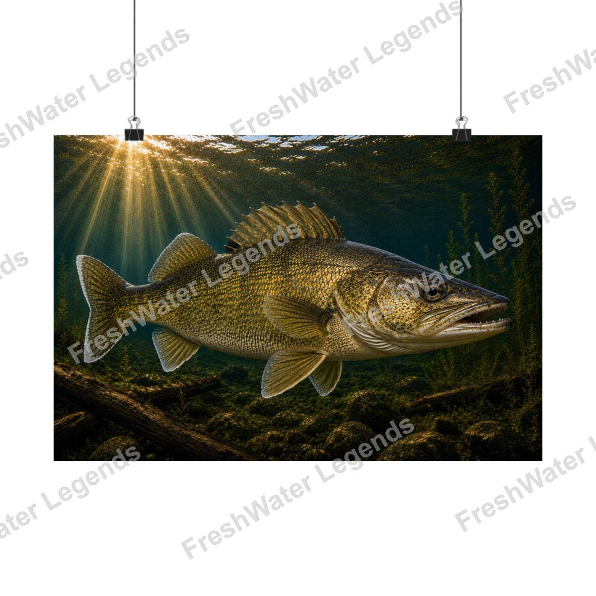 Walleye - Golden Sunbeams digital art print