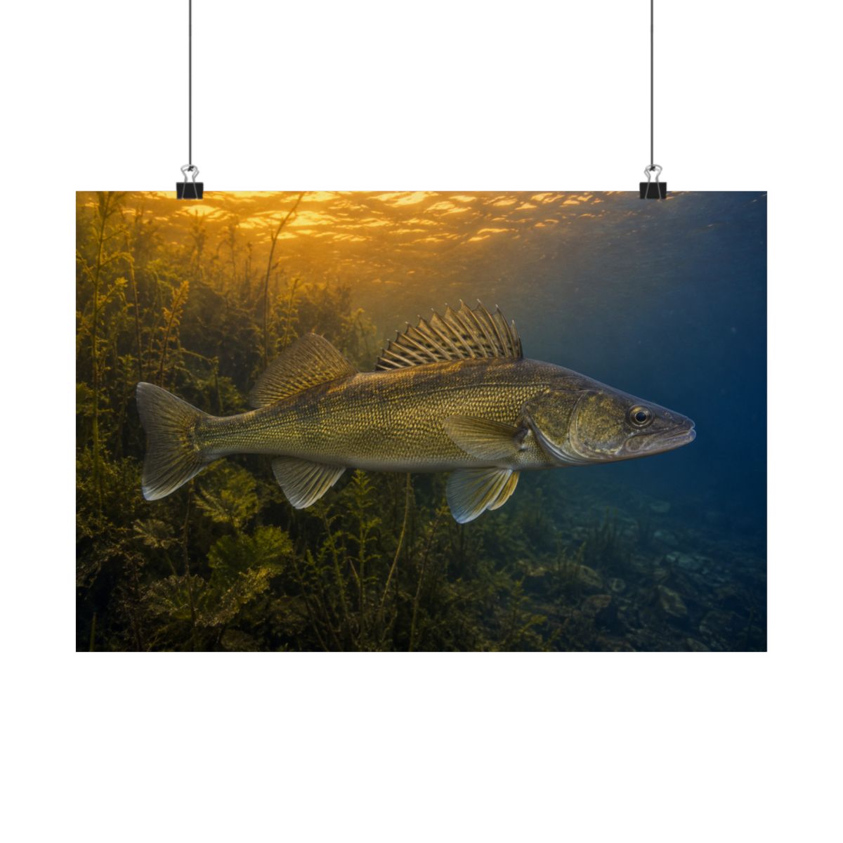 Walleye poster 18x12 hanging on wall