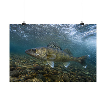 Walleye poster 18x12 hanging on wall